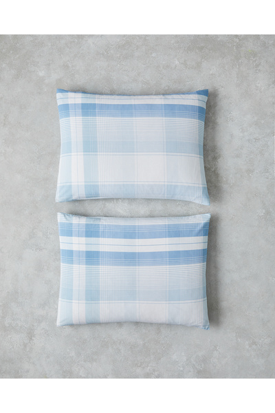 English Home Modern Check Cotton 2-Piece Pillow Case 50X70 cm Blue