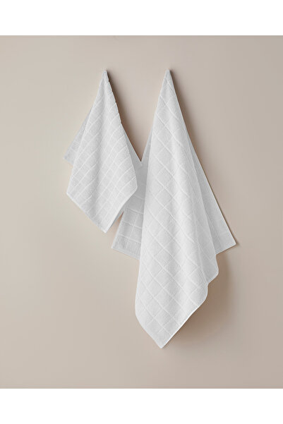 English Home Chequer Cotton Face Towel 50X80 cm White