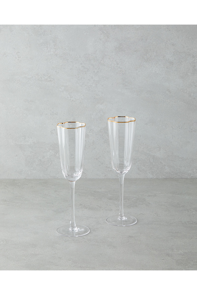 English Home Reina Cam El Yapımı 2’li Kadeh 180 ml Şeffaf-Gold
