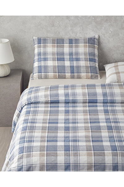 English Home Fresh Tartan Easy-Iron Double Duvet Cover Set 200X220 cm Blue