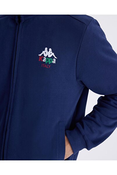 Kappa Hanorac pentru bărbați, albastru, cu fermoar, cu fermoar complet, autentic italian