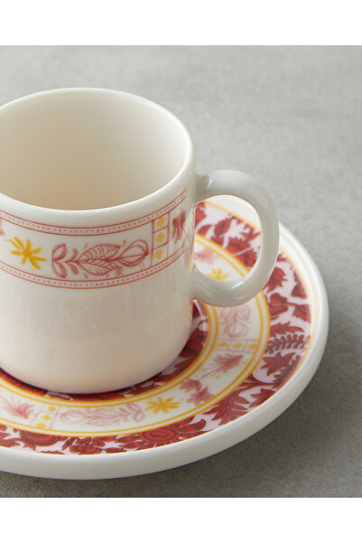 English Home Seris Bone Porțelan 4 bucăți Set cești de cafea pentru 2 persoane 90 ml roz - galben