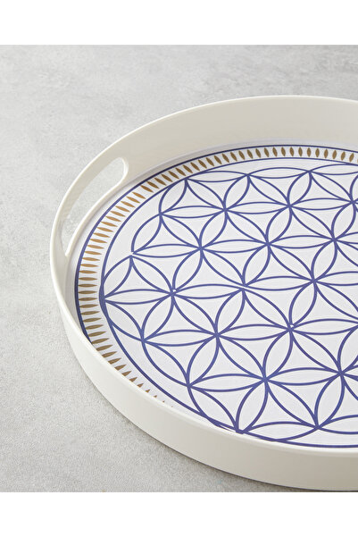 English Home Bluewaves Melamin Tepsi 35 cm Beyaz - Mavi