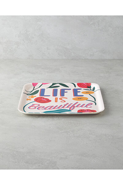 English Home Rosy Life Melamin Kaydırmaz 2'li Tepsi 33-24 cm Renkli