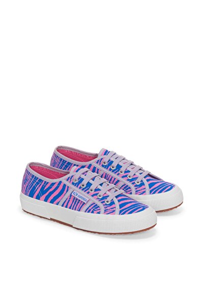 Superga 2750 Zebra Print Kadın Mavi-Pembe Bileksiz Sneaker