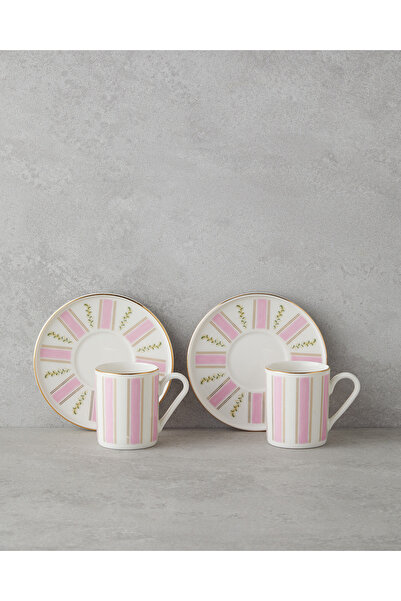 English Home Set cești de cafea Serenade Bone Porțelan 4 piese pentru 2 persoane 90 ml roz - auriu