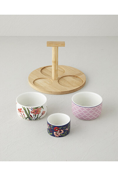 English Home Garden Charm Stoneware 4 Piece Presentation Plate 20 cm Colorful