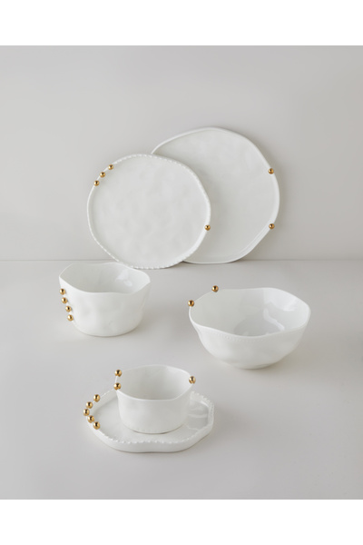 English Home Golden Gleam Porcelain Bowl 21 cm White-Gold