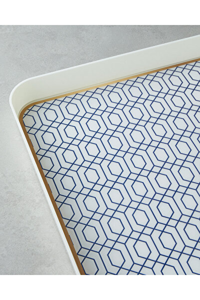 English Home Harmonic Gold PP Kaydırmaz Tepsi 34 cm Lacivert – Gold