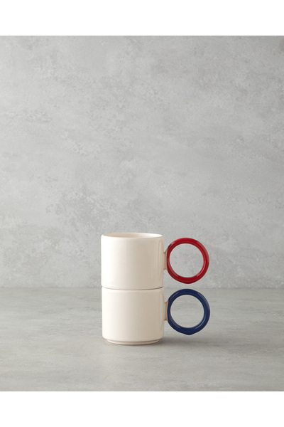 English Home Twin Halo Ceramic 2-Piece Mug 184 ml Red - Navy Blue