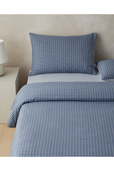 English Home Set de lenjerie de pat dublu vopsit cu fire Pincheck 200x220 cm Albastru