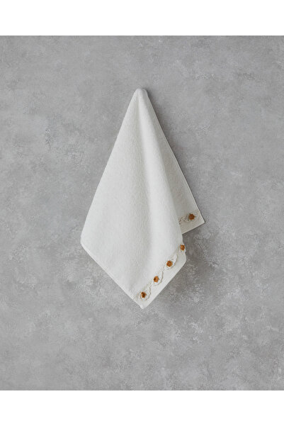 English Home Daisy Lacely Cotton Crochet Face Towel 50X80 cm Ecru-Yellow