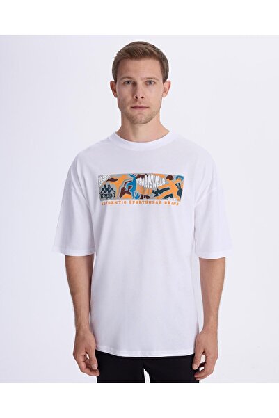 Kappa تي شيرت بيرلو الأصلي للرجال باللون الأبيض مقاس كبير