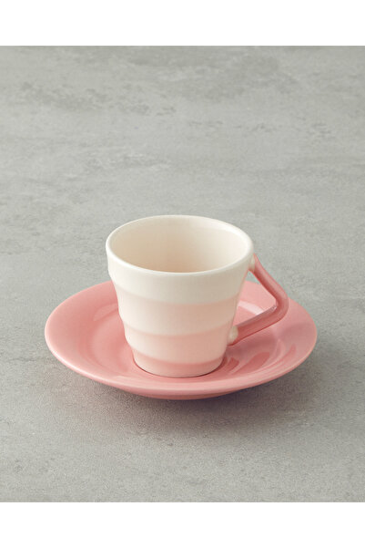 English Home Valora Ceramic 4 Piece Coffee Cup Set for 2 People 90 ml Pink