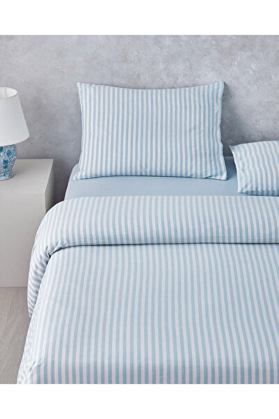 English Home Set de lenjerie de pat pentru o persoană, vopsită cu fire Soft Streaks, 160x220 cm, albastru