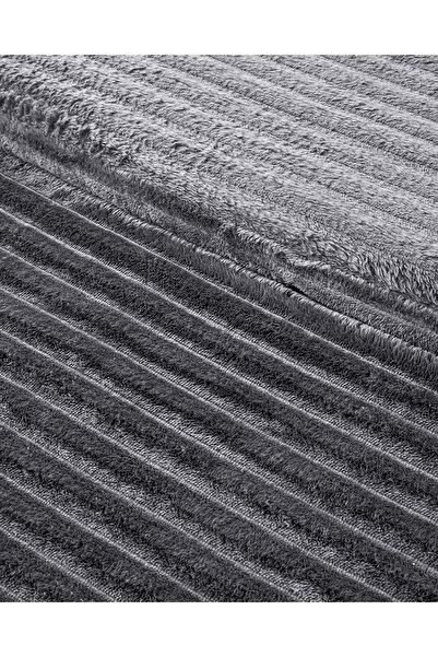 English Home Modern Line Çizgili Super Soft Tek Kişilik Battaniye 150x200 cm Koyu Gri