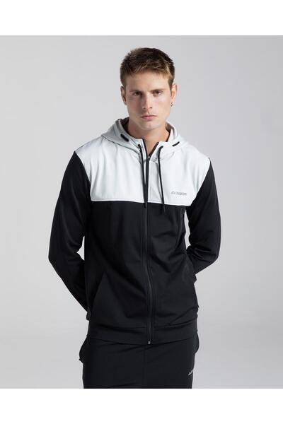 Kappa Mestu Erkek Siyah-Beyaz Regular Fit Fermuarlı Eşofman Üstü