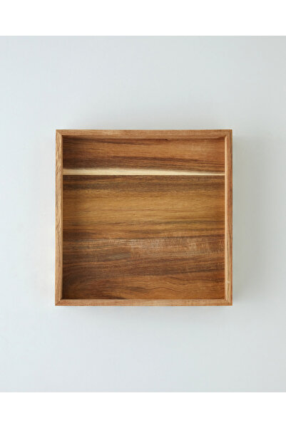 English Home Akasya Dekoratif Tepsi 25X25X5 CM Koyu Kahverengi