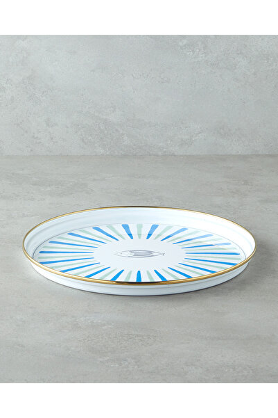English Home Aqualuna Enamel Tray 31 cm Blue