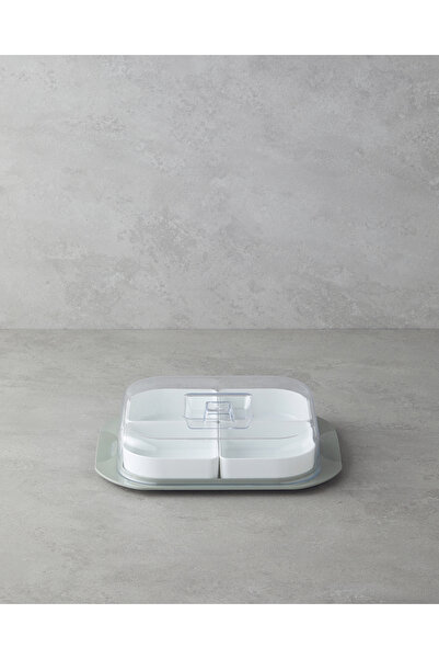 English Home Daisy Plastic 4 Compartment Breakfast Box 26X23 cm Green