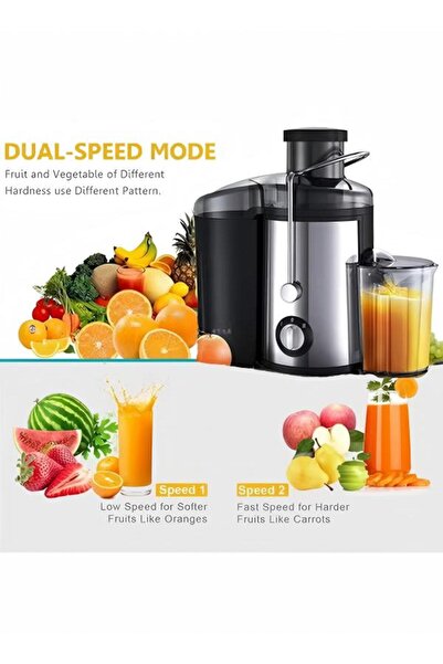fun zone 800W Wide Mouth Press Juicer Machines Powerful Juicer with Two-layer Filter Dual Speed Control