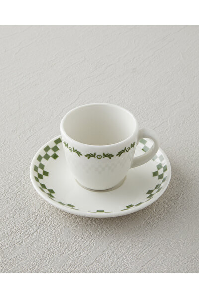 English Home Wild Blossom Bone Porcelain 4 Piece Coffee Cup Set for 2 People 90 ml Green