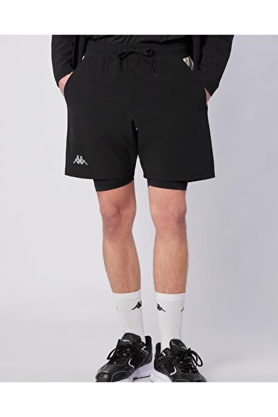 Kappa Midtown Double Short Erkek Siyah-Gri Regular Fit Taytlı Şort