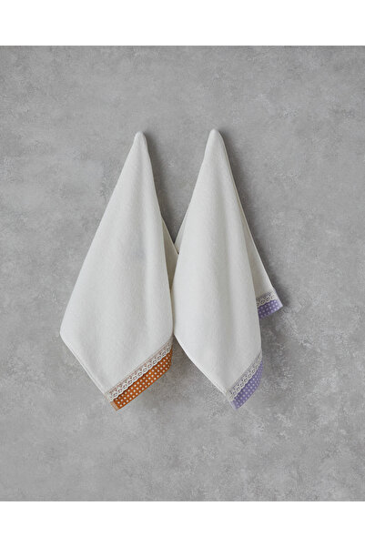 English Home 50x80 см Екрю - Ліловий картатий бавовняний рушник для обличчя