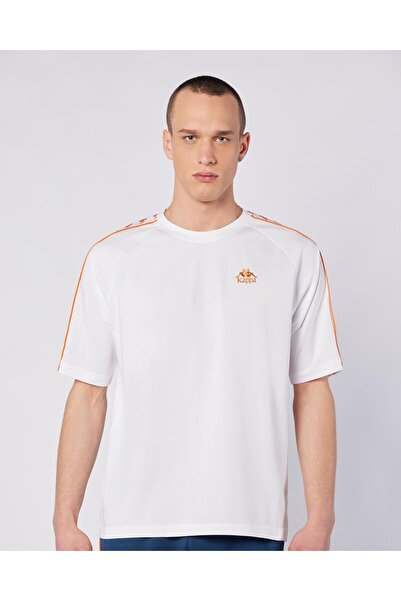 Kappa 222 Banda Ninon Tur Erkek Beyaz-Turuncu Regular Fit Tişört