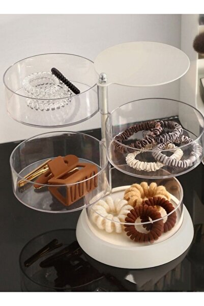 fun zone 4-Tier Clear Plastic Jewelry Storage Box, Stackable Hair Accessories Organizer