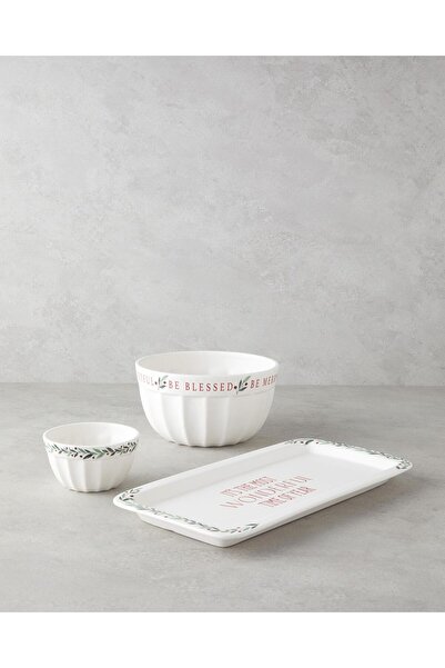 English Home Wonderful Year 36x18 cm Farfurie Barcă Ceramică - Albă