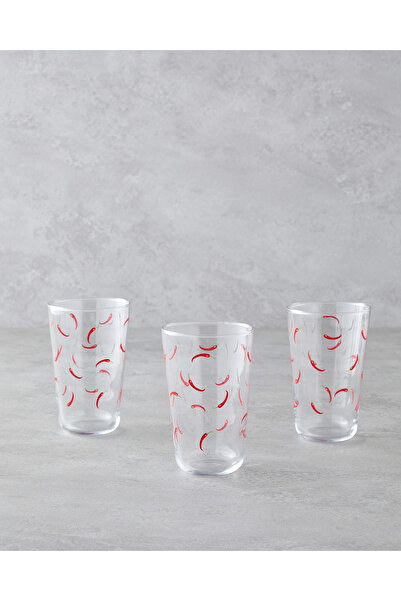 English Home Red Pepper Glass Set of 3 400 ml Glasses