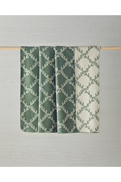 English Home Ivy trellis Pamuklu Çift Kişilik Battaniye Yeşil