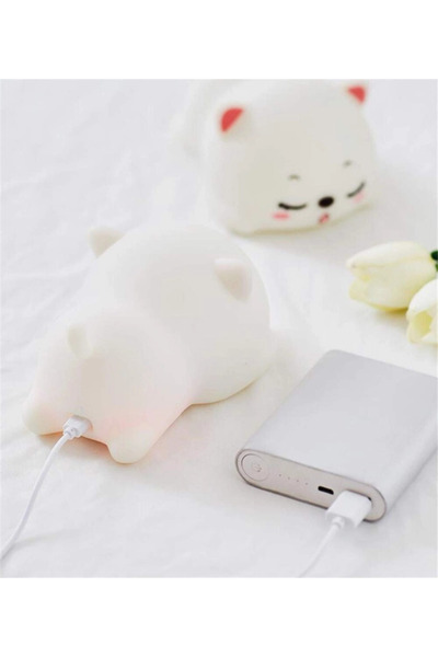 ALL PAPICKS Lumină de noapte LED - Pisicuță din silicon - Reîncărcabilă prin atingere și USB, cadoul perfect