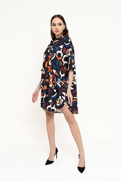 Nichii Women's Short Sleeve Long Printed Shirt