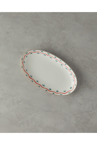 English Home Green Carny Bone Porselen Kayık Tabak 30 cm Turuncu-yeşil