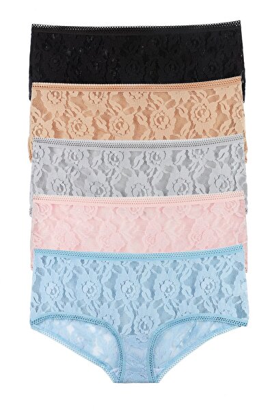 Sensu Set de 5 pantaloni scurți din dantelă pentru femei Kts1132