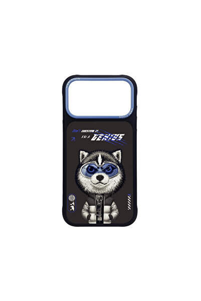 Nimmy iPhone 17 Pro Max Uyumlu Gözlük Fermuar Husky Köpek Detaylı Nakış İşlem...