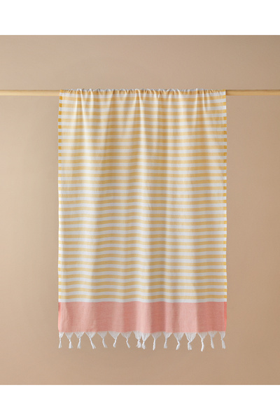 English Home Candy Regenerated Striped Peshtamal 90X150 cm Yellow-Coral