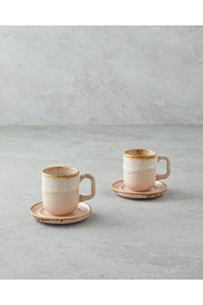 English Home Alicent Ceramic - Double Coffee Cup Set for 2 People 150 ml Powder