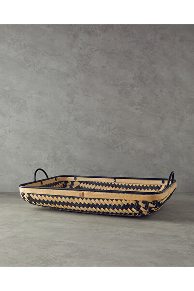 English Home Bamboo Bambu Dekoratif Tepsi Natural-Siyah