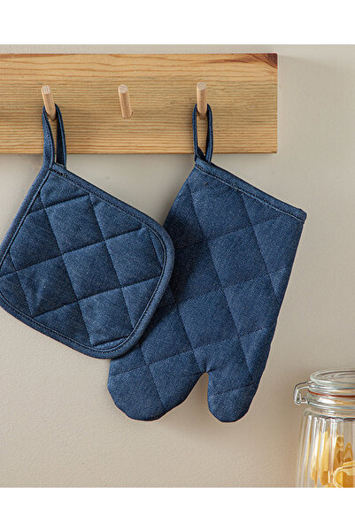 English Home Ancel Fırın Eldiveni ve Tutacak Seti Lacivert