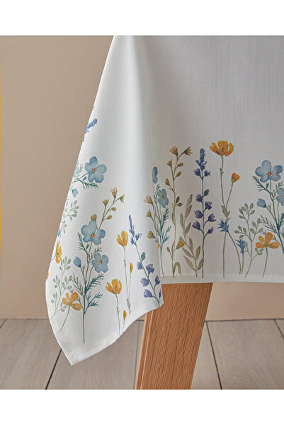 English Home Meadow Polyester Masa Örtüsü Beyaz - Mavi