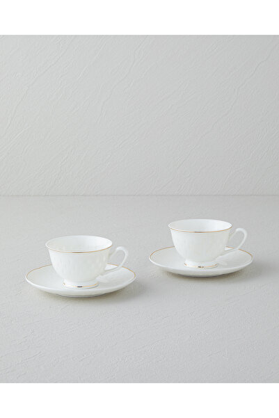 English Home Flare New Bone China 4 Parça 2 Kişilik Kahve Fincan Takımı Gold