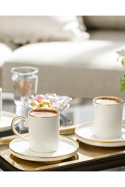 English Home Marella Porselen 12 Parça 6 Kişilik Kahve Fincan Takımı 85 ml Gold
