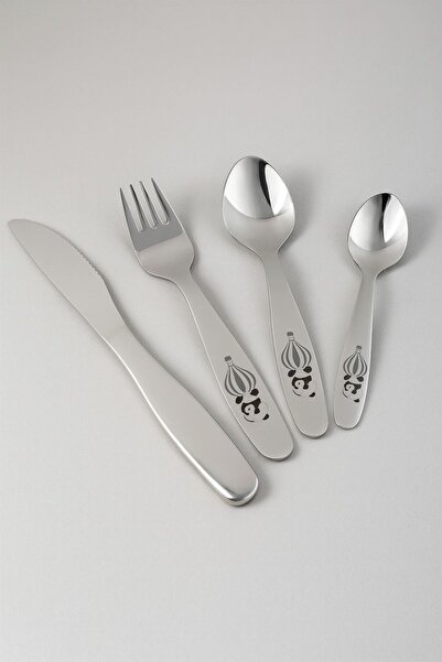 Chavin 304 Çelik Panda Baskılı Çocuk Kaşık ve Çatal Bıçak Set mt150