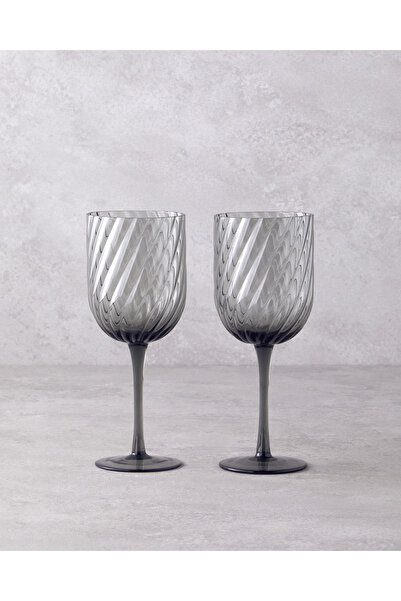 English Home Meghan Cam 2'li Kadeh 280 ml Antrasit