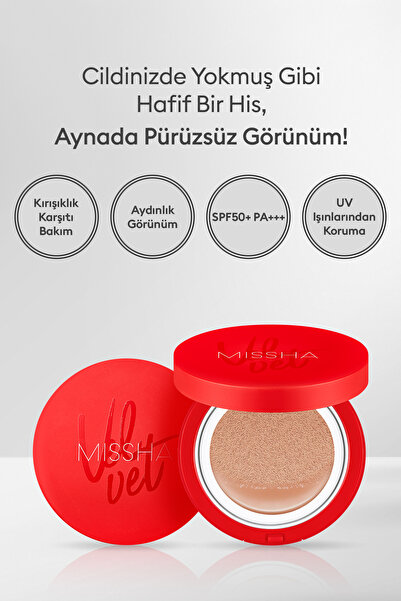 Missha Kadife Mat Görünüm Sağlayan Cushion Fondöten 15g Velvet Finish Cushion Spf 50 No.23