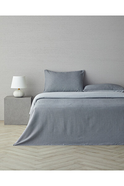 English Home Pied de poule İpliği Boyalı Çift Taraflı Çift Kişilik Nevresim T...