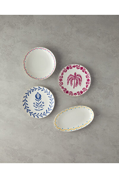 English Home Yellow Carny Bone Porselen Kayık Tabak 25 cm Mavi-Sarı